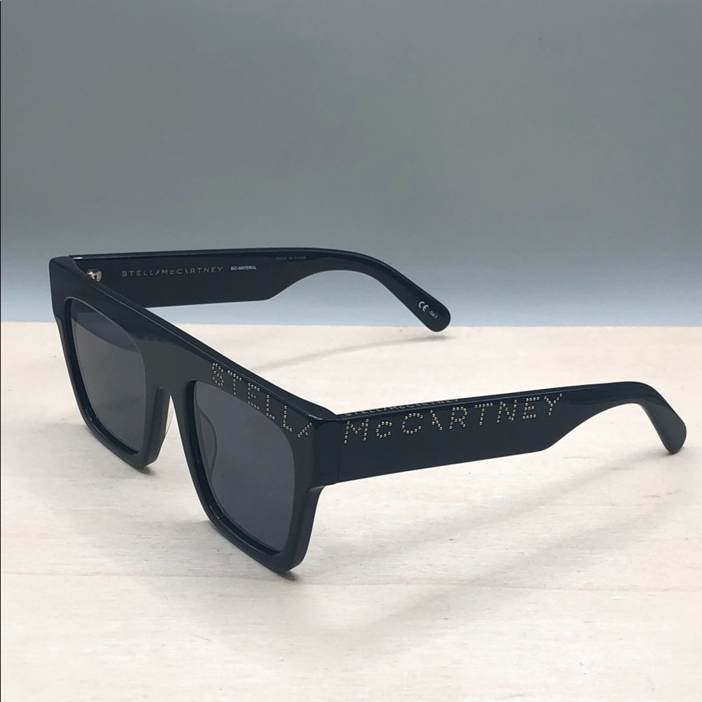 Stella McCartney SC0170S Sunglasses Square Oversized Black Logo Sunglasses